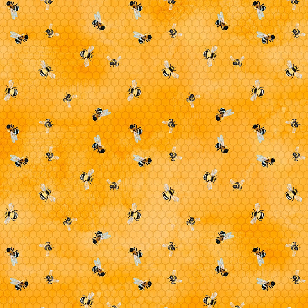 Sunkissed Nancy Mink Yellow Bees Fabric by Wilmington 33918 559