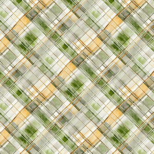 Sunkissed Nancy Mink Green Yellow Watercolor Plaid Fabric by Wilmington 33920 175