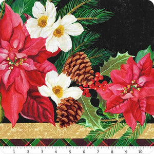 Holiday Splendor Black Ornamental Wonder Quilt Panel  54062P-1