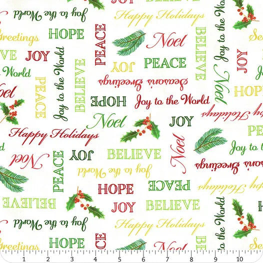 Holiday Splendor Ivory Glad Tidings Yardage # 54064-5