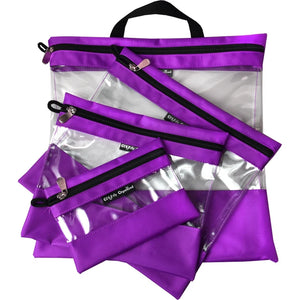 Clear Bag Set - Tutto 4 Ct - 6 Colors - Zippered Organizing Tote