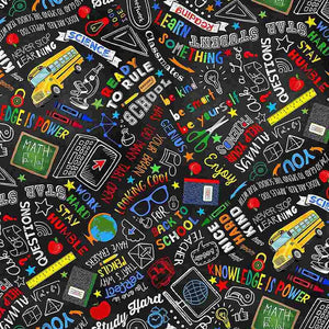 Back to School Chalkboard Text by Timeless Treasures Fabrics TT 1684