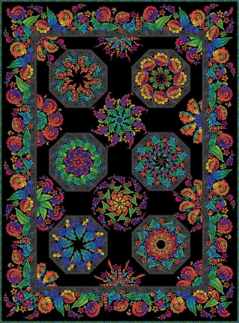 Kit - Vivid Multi Color Kaleidoscope Quilt Kit – K&K Logo