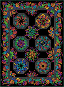 Kit - Vivid Multi Color Kaleidoscope Quilt Kit