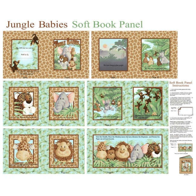 Jungle Babies Book Panel - Fabric Traditions