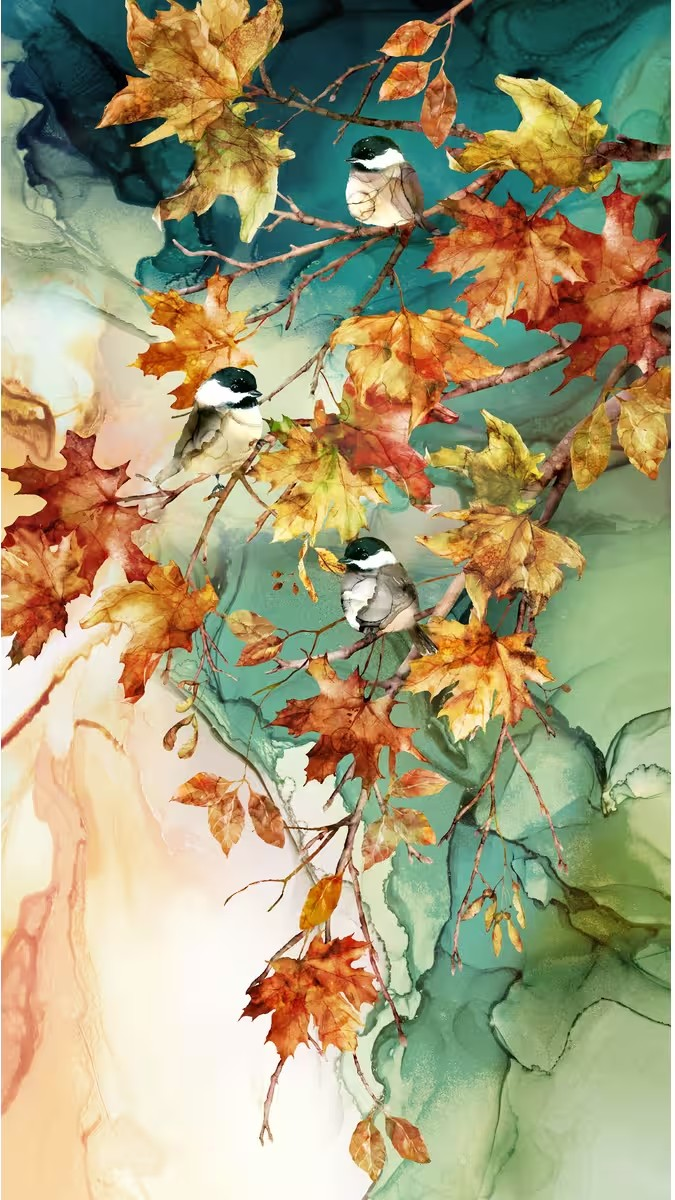 Autumn Breeze DP28055-66 Panel Teal Multi by Northcott Fabrics