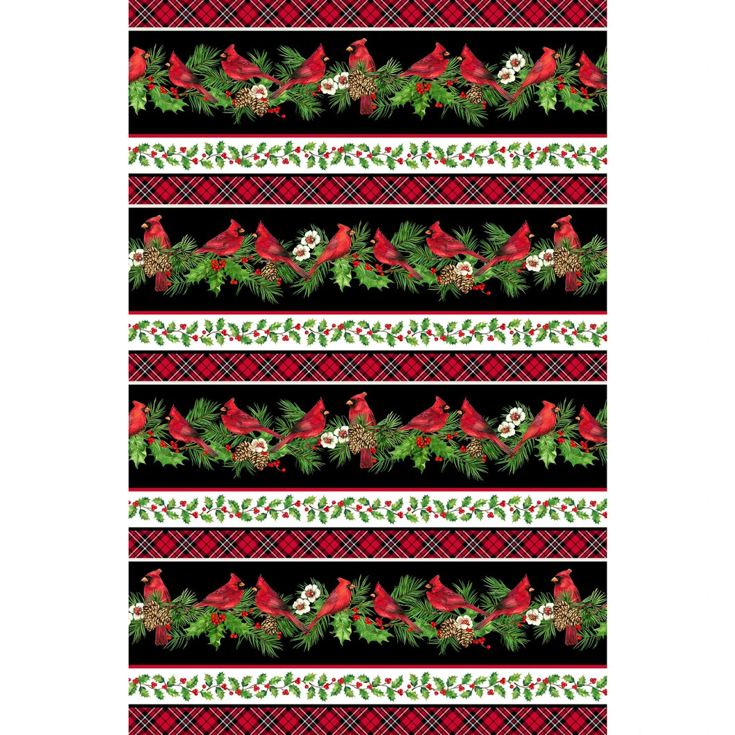 Cardinal Christmas 25479-99 Border Stripe by Deborah Edwards from Northcott Fabrics