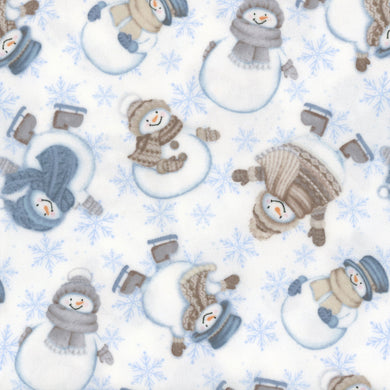 Snow Much Fun Flannel F26987-10 White Snowmen for Northcott Fabrics