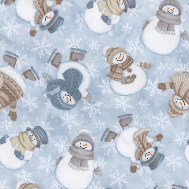 Snow Much Fun Flannel F26987-42 Blue Snowmen for Northcott Fabrics