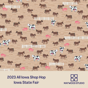 Pre-Order 2023 All Iowa Shop Hop - Farm Animals on Tan Background