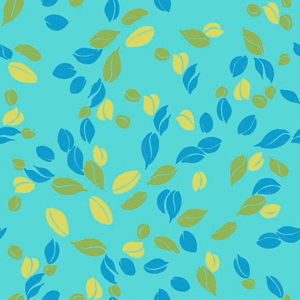 Swirlygig Leaves - Blue Fabric - RIV-SG-2256-12 - Swirlygig - Rivers Bend
