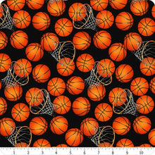 Load image into Gallery viewer, Timeless Treasures Black Basketball and Hoops Yardage  C5814-BLACK
