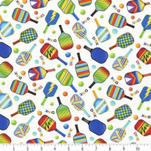 Load image into Gallery viewer, Timeless Treasures Pickleball White background fabric CD3016