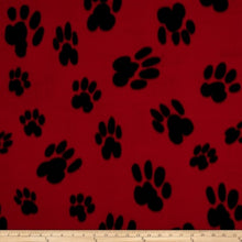 Load image into Gallery viewer, Baum Red/Black Paw Print  Fleece