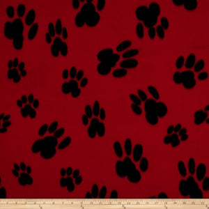 Baum Red/Black Paw Print  Fleece