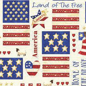 Land of the Free Cream Patch Yardage # 1833-47  Henry Glass