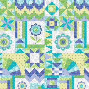 Benartex - Contempo - Frolic - by Amanda Murphy - Frolic: Blossom Block Lake 13516