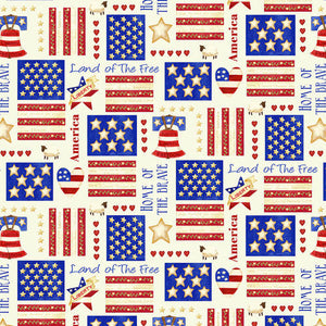 Land of the Free Cream Patch Yardage # 1833-47  Henry Glass