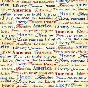 Land of the Free Tossed Words # 1836-47 Henry Glass Fabrics
