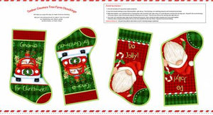 Timber Gnomies Tree Farm 24 Inch Stocking Panel Multi Q-312P-86