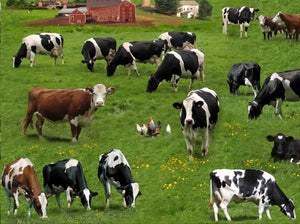 Farm Animals - Cows Green 337-GRE by Elizabeth's Studio