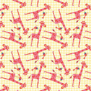Silly Safari Tossed Giraffe Yellow Fabric  5942-33