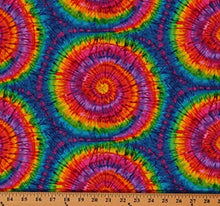 Load image into Gallery viewer, Cotton Tie-dye Look Rainbow Sunburst Spirals Circles Multi Colored Cotton Fabric Print by The Yard Tribeca-C3931
