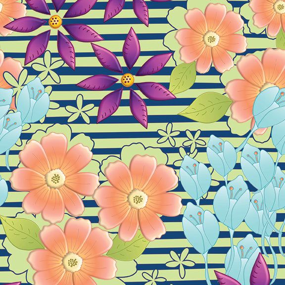 Blooming Collection by Kate Colleran - Medium Flowers Multi Stripe 922109615KC