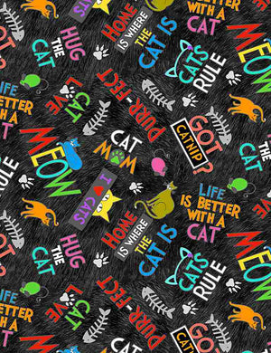 KOOL KATS TEXT -CD1225 Black - Timeless Treasures