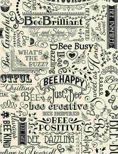 Timeless Treasures - Hive Rules - Bee Words - Natural - C7172-Natural