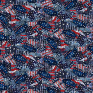 Road Trip USA Patriotic Denim USA Flag Print  C8793-USA