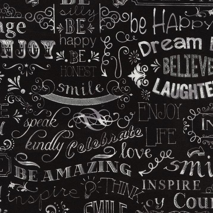 Timeless Treasures C2786 Chalkboard Words Dream Enjoy Cotton Fabric