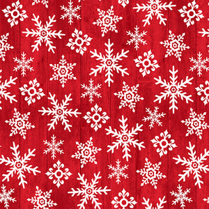 Snow Place Like Home Flannel F5702-80 Red Tossed Snowflakes