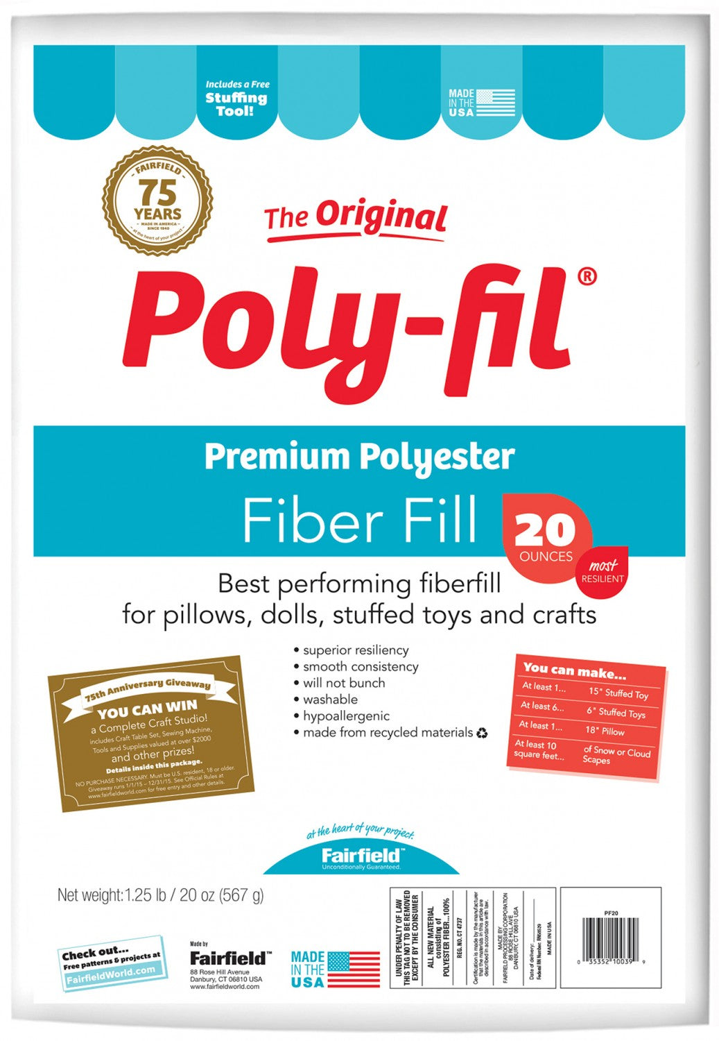 [FABIANAFILIPPI] ダブルリネンチューブフラップ Poly-Fil Stuffing 20oz # FPF20B – K&K Logo Designs, Ltd