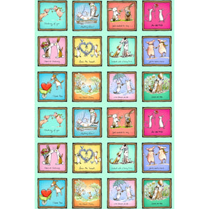 From the Heart Light Turquoise Digital Small Animal Squares  44/45"   Y3357-100