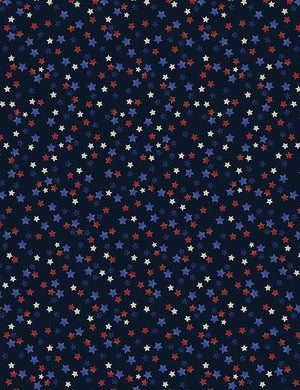 Patriotic Star Red White Blue on Blue Fabric Timeless Treasures C7266