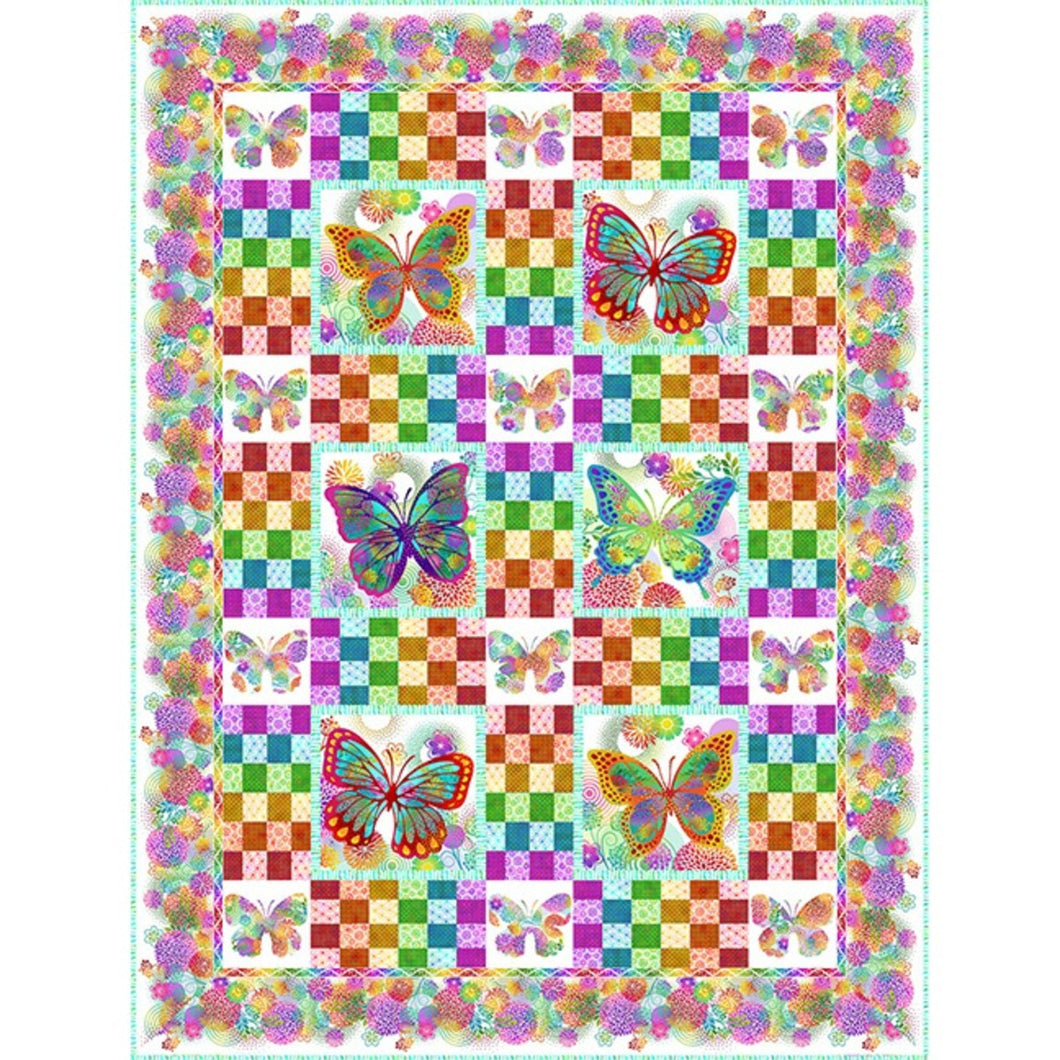 Kit - IN THE BEGINNING FABRICS - UNUSUAL GARDEN WHITE BUTTERFLY QUILT