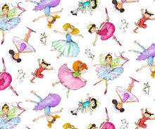 Load image into Gallery viewer, Little Ballerinas 1832 - Colorful Tossed Ballerinas on White Background