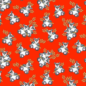 Noah's Story Red Tossed Pandas Fabric 9455-88