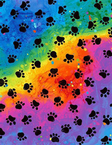 Cat Paws Meow-Za Black Paws on Rainbow by Chong A Hwang on Timeless Treasures - C7486