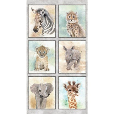 Baby Safari Animals by P&B Panel, 6 Block BSAN-4840-PA, by the Panel
