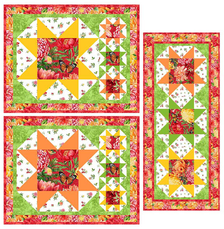 Kit - Mesa Star Runner / Placemats Kit with Morning Blossom from Northcott
