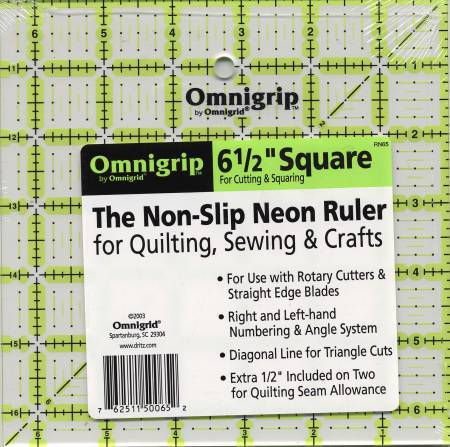 Omnigrid Omnigrip Neon Ruler 6-1/2in x 6-1/2in # RN65