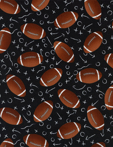 Footballs on Chalkboard from Timeless Treasures 100% Cotton Fabric- c1228