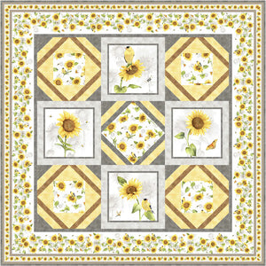 Free Download  Sunflower Field Quilt by Cyndi Hershey -