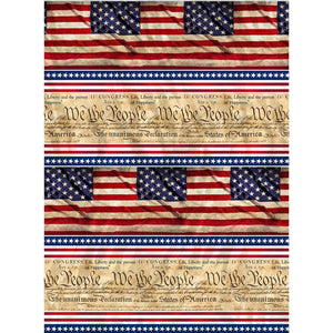 Timeless Treasures Fabric WE THE PEOPLE CONSTITUTION FLAG Repeating Stripe C8318