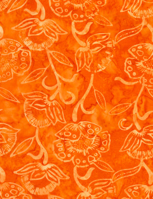 Water Color Flowers Batik - Tonga Carrot