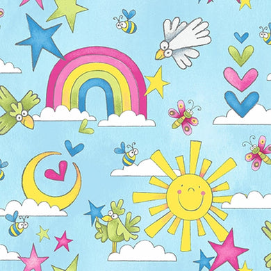 Once Upon a Time Blue Sun and Rainbows Fabric 122-72