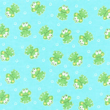 Load image into Gallery viewer, Flannel - Comfy Happy Frogs Aqua Yardage 1020 11