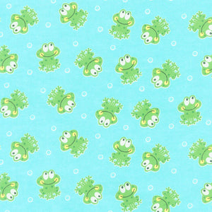 Flannel - Comfy Happy Frogs Aqua Yardage 1020 11
